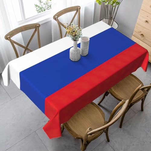 JEJEA Rechteckige Tischdecke mit russischer Flagge, knitterfrei, weiche Tischdecke für Esszimmer, Weihnachten, Raumdekoration von JEJEA