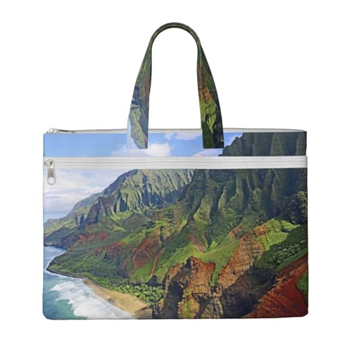 Kauai Tragetasche mit Hawaii-Motiv für Damen und Herren, große Kapazität, Segeltuch-Tragetasche mit Reißverschluss, für Arbeit, Laptop von JEJEA