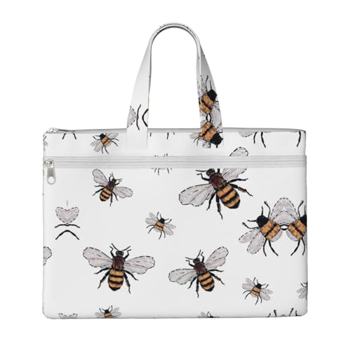 Lustige Tragetasche mit Bienen-Druck, für Damen und Herren, große Kapazität, Canvas-Tragetasche mit Reißverschluss, für Arbeit, Laptop von JEJEA