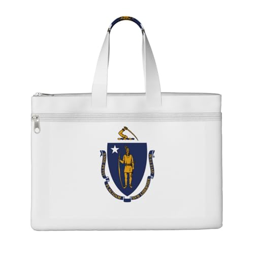 Massachusetts Tragetasche mit Staatsflaggen-Druck, für Damen und Herren, große Kapazität, Canvas-Tragetasche mit Reißverschluss, für Arbeit, Laptop von JEJEA