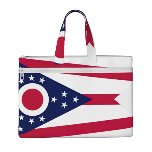 Ohio Tragetasche mit Staatsflagge für Damen und Herren, große Kapazität, Canvas-Tragetasche mit Reißverschluss, für Arbeit, Laptop von JEJEA