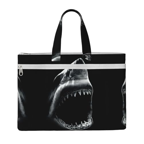 Shark1 bedruckte Tragetasche für Damen und Herren, große Kapazität, Canvas-Tragetasche mit Reißverschluss, für Arbeit, Laptop von JEJEA