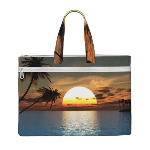 Strandtasche mit Sonnenaufgang-Aufdruck, für Damen und Herren, große Kapazität, Canvas-Tragetasche mit Reißverschluss, für Arbeit, Laptop von JEJEA