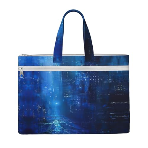 The Blue Binary Print Tote Bag for Women Men, Large Capacity Canvas Tote with Zipper Closure, for Work, Laptop von JEJEA