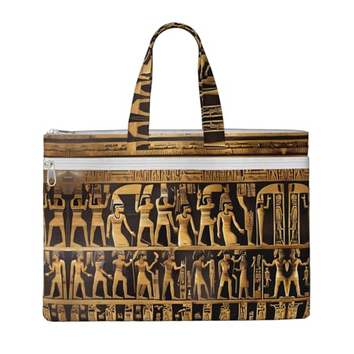 Tragetasche mit Ägypten-Hieroglyphen-Druck, für Damen und Herren, große Kapazität, Canvas-Tragetasche mit Reißverschluss, für Arbeit, Laptop von JEJEA