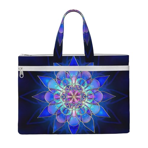 Tragetasche mit Bohemian-Lotusblumen-Druck, für Damen und Herren, große Kapazität, Canvas-Tragetasche mit Reißverschluss, für Arbeit, Laptop von JEJEA