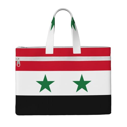 Tragetasche mit Flagge der Arabischen Republik Syrien für Damen und Herren, großes Fassungsvermögen, Canvas-Tragetasche mit Reißverschluss, für Arbeit, Laptop von JEJEA