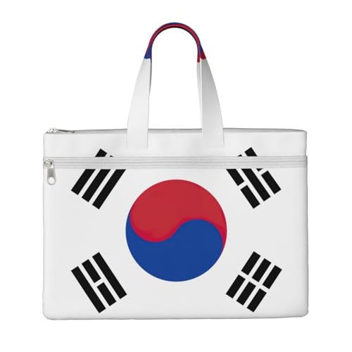 Tragetasche mit Flagge der Republik Korea, bedruckt, für Damen und Herren, große Kapazität, Canvas-Tragetasche mit Reißverschluss, für Arbeit, Laptop von JEJEA