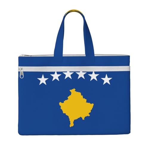 Tragetasche mit Flagge des Kosovo, für Damen und Herren, große Kapazität, Canvas-Tragetasche mit Reißverschluss, für Arbeit, Laptop von JEJEA