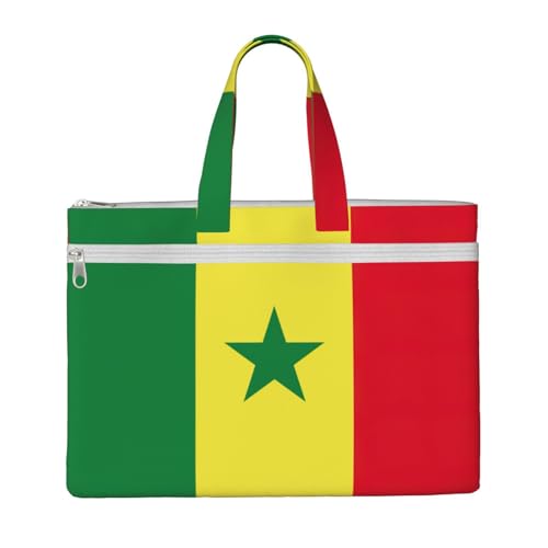 Tragetasche mit Flagge des Senegal, für Damen und Herren, große Kapazität, Canvas-Tragetasche mit Reißverschluss, für Arbeit, Laptop von JEJEA