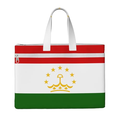 Tragetasche mit Flagge von Tadschikistan, für Damen und Herren, großes Fassungsvermögen, Canvas-Tragetasche mit Reißverschluss, für Arbeit, Laptop von JEJEA