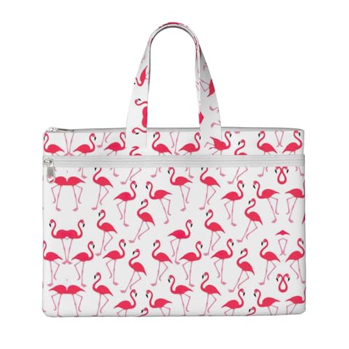 Tragetasche mit Flamingo-Muster, für Damen und Herren, großes Fassungsvermögen, Canvas-Tragetasche mit Reißverschluss, für Arbeit, Laptop von JEJEA