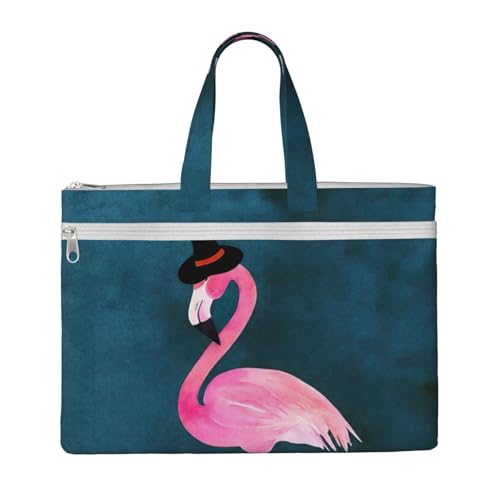 Tragetasche mit Halloween-Flamingo-Hexenhut für Damen und Herren, große Kapazität, Canvas-Tragetasche mit Reißverschluss, für Arbeit, Laptop von JEJEA