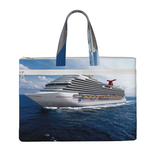 Tragetasche mit Kreuzfahrtschiff-Aufdruck für Damen und Herren, große Kapazität, Canvas-Tragetasche mit Reißverschluss, für Arbeit, Laptop von JEJEA