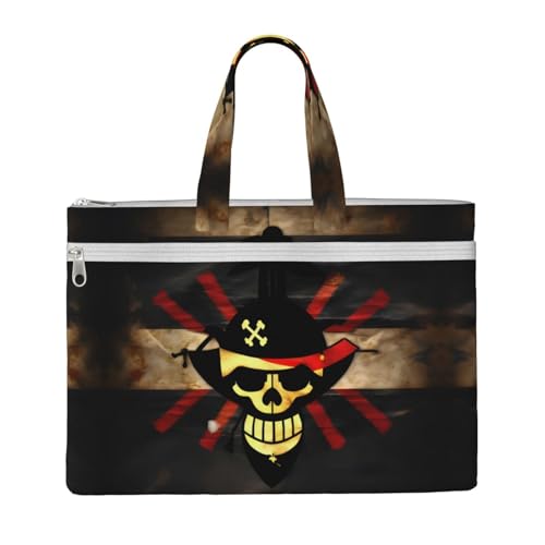 Tragetasche mit Piratenflagge für Damen und Herren, große Kapazität, Canvas-Tragetasche mit Reißverschluss, für Arbeit, Laptop von JEJEA