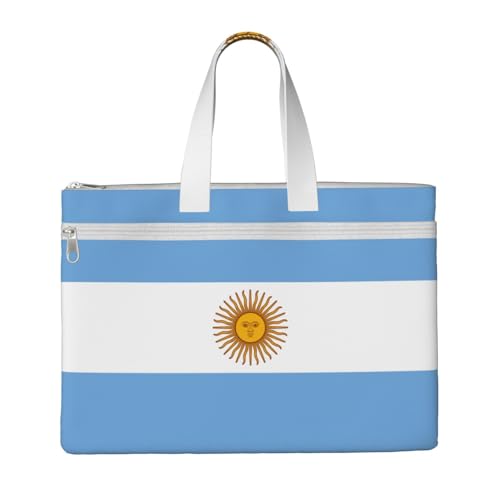 Tragetasche mit argentinischer Flagge, für Damen und Herren, großes Fassungsvermögen, Canvas-Tragetasche mit Reißverschluss, für Arbeit, Laptop von JEJEA