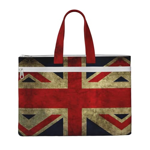 Tragetasche mit britischer Flagge, für Damen und Herren, große Kapazität, Canvas-Tragetasche mit Reißverschluss, für Arbeit, Laptop von JEJEA