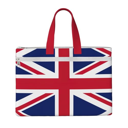 Tragetasche mit britischer Flagge, für Damen und Herren, große Kapazität, Canvas-Tragetasche mit Reißverschluss, für Arbeit, Laptop von JEJEA