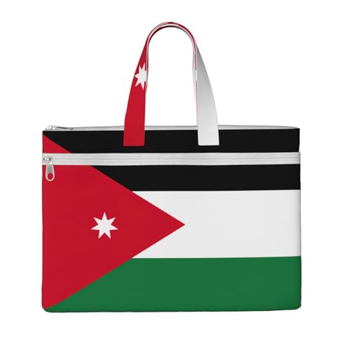 Tragetasche mit jordanischer Flagge, für Damen und Herren, große Kapazität, Canvas-Tragetasche mit Reißverschluss, für Arbeit, Laptop von JEJEA