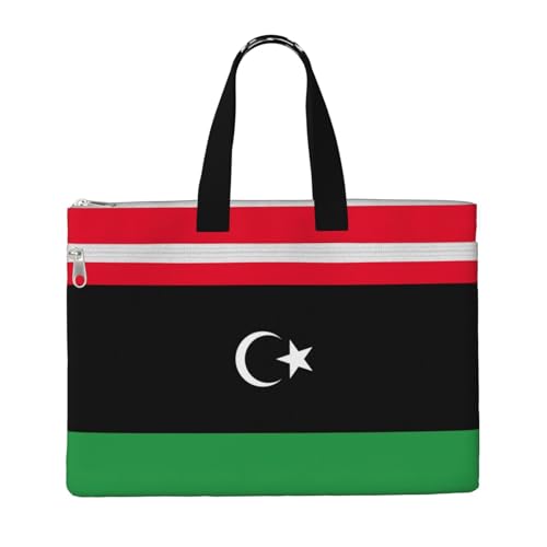 Tragetasche mit libyscher Flagge, für Damen und Herren, große Kapazität, Canvas-Tragetasche mit Reißverschluss, für Arbeit, Laptop von JEJEA