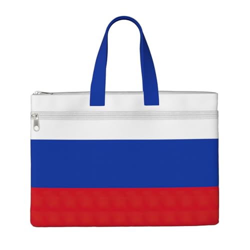 Tragetasche mit russischer Flagge, für Damen und Herren, große Kapazität, Canvas-Tragetasche mit Reißverschluss, für Arbeit, Laptop von JEJEA