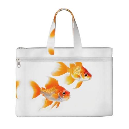 Tragetasche mit süßem Goldfisch-Druck, für Damen und Herren, große Kapazität, Canvas-Tragetasche mit Reißverschluss, für Arbeit, Laptop von JEJEA