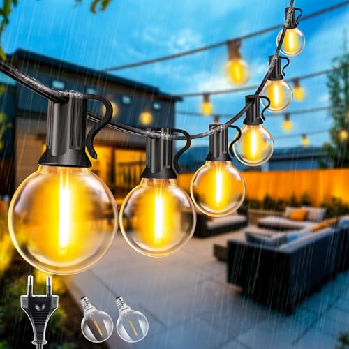 JEKEMORYE Lichterkette Außen 45M Lichterketten Outdoor mit G40 bulbs Wasserdicht Aussen Garten Camping Pavillon Terrasse Hochzeiten Partys von JEKEMORYE