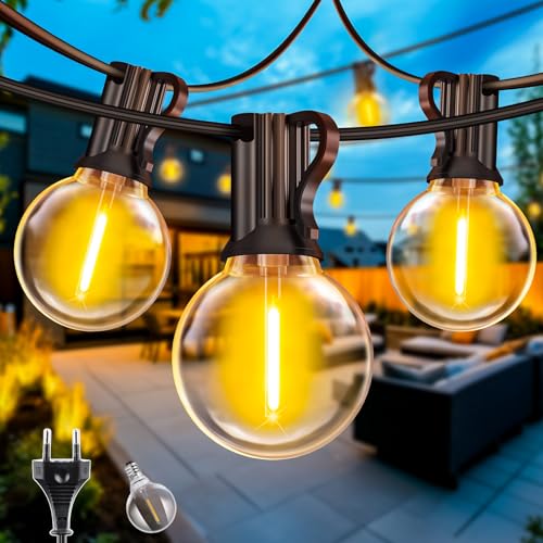 Lichterkette Außen LED Outdoor Strom - 10m Aussen Beleuchtung Balkon Garten Glühbirnen Pavillon Lichterketten Lights Party Terrasse Draußen Birnen Innen Terrassen Aussenlichterkette Gartenbeleuchtung von JEKEMORYE