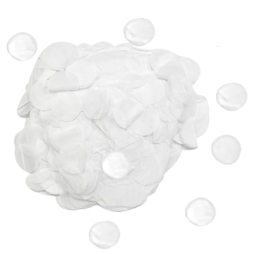 JEKUGOT 1 Zoll Konfetti 90g Biologisch Abbaubar Konfetti Rund Hochzeit Konfetti Biologisch Abbaubar Konfetti Hochzeit Elfenbein Weiß Konfetti für Luftballons Feiern Jubiläen von JEKUGOT