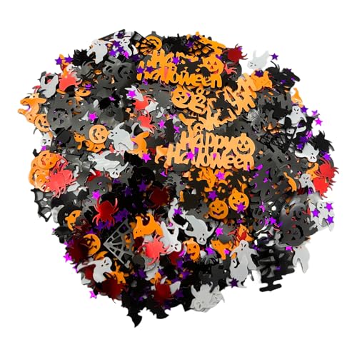 JEKUGOT 30g Halloween Konfetti Halloween Party Tischdekoration Happy Halloween Spinnennetz Fledermäuse Hexen Geister Skelette Konfetti für Halloween Nacht Party Dekorationen Supplies von JEKUGOT