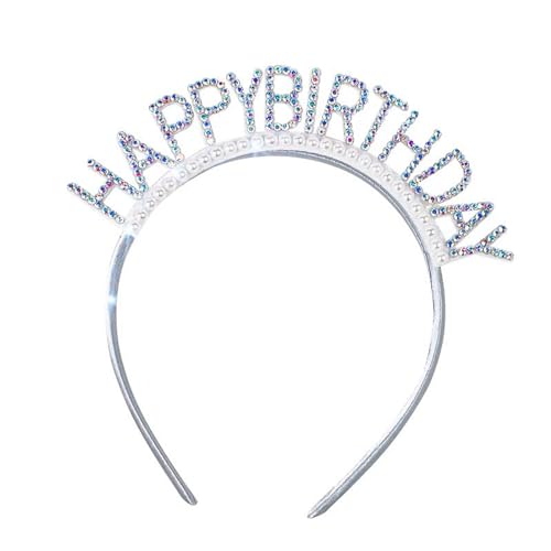 JEKUGOT Geburtstags-Stirnband, Pailletten-Geburtstagskrone, Stirnband für Frauen und Mädchen, buntes Happy Birthday-Tiara, Haar-Accessoires, Partyhüte, Haar-Accessoires, Geschenke, von JEKUGOT