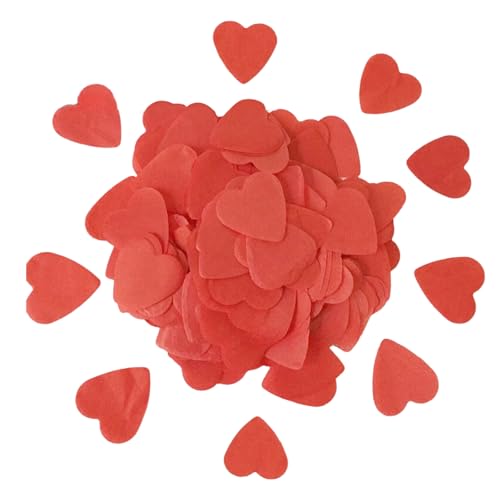 JEKUGOT Konfetti, biologisch abbaubar, umweltfreundlich, 45 g, herzförmiges Papier, Tischdekoration, Seidenpapier, Konfetti, Hochzeitskonfetti für Hochzeitstag, Valentinstag, Ballon-Dekoration (rotes von JEKUGOT