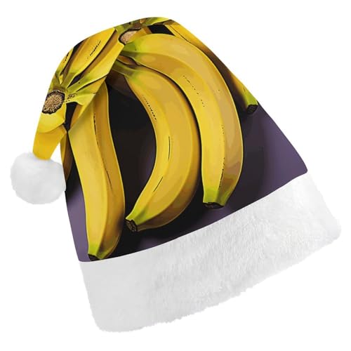 JEKYQ Einzigartige Bananenfrucht-Weihnachtsmannmütze, weiche Weihnachtsmütze für Erwachsene, Plüsch-Weihnachtsmütze, Weihnachtsmannmütze für Party, Urlaub von JEKYQ