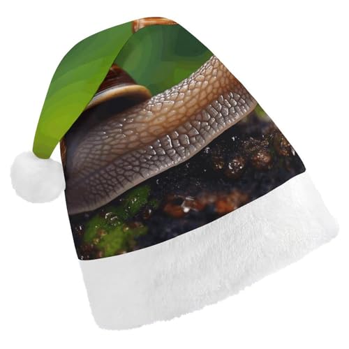 JEKYQ Weihnachtsmütze mit Tier-Schnecke, weiche Weihnachtsmütze für Erwachsene, Plüsch-Weihnachtsmütze, Weihnachtsmannmütze für Party, Urlaub von JEKYQ