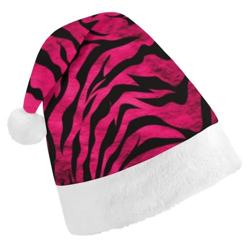 JEKYQ Weihnachtsmütze mit Zebra-Tiger-Leoparden-Motiv, weiche Weihnachtsmütze für Erwachsene, Plüsch-Weihnachtsmütze, Weihnachtsmannmütze für Party, Urlaub von JEKYQ