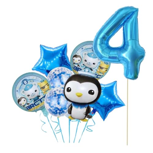 Cartoon Octonaut Geburtstag Party Luftballons Set für Party Dekoration, Alter Nummer Ballon enthalten (aufgeblasen) (4 Jahre) von JELLO NELLO