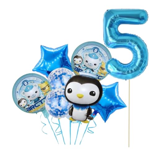 Cartoon-Oktonauten-Ballon-Set für Partydekoration, Alter Nummer Ballon enthalten (aufgeblasen) (5 Jahre) von JELLO NELLO