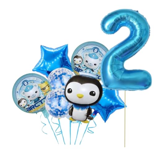 Cartoon-Oktonauten-Geburtstagsparty-Ballon-Set für Party-Dekoration, Alter Nummer Ballon enthalten (aufgeblasen) (2 Jahre) von JELLO NELLO