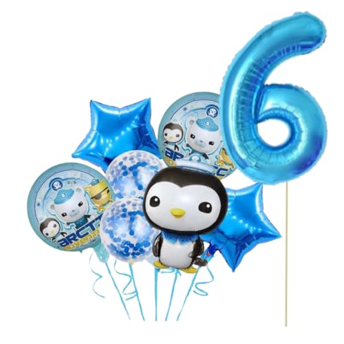 Cartoon-Oktonauten-Geburtstagsparty-Ballon-Set für Party-Dekoration, Alter Nummer Ballon enthalten (aufgeblasen) (6 Jahre) von JELLO NELLO