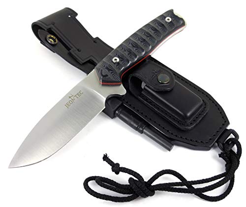 JEO-TEC Nº21 Messer mit feststehender Klinge für Outdoor Survival Bushcraft Jagd und Angeln, 11,5 cm Klinge, Scheide und Feuerstahl, Handgefertigt in Spanien, Full Tang Knife von JEO-TEC