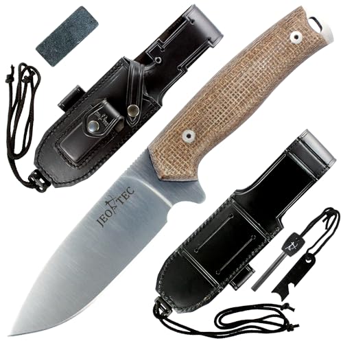 JEO-TEC Nº21 Messer mit feststehender Klinge für Outdoor Survival Bushcraft Jagd und Angeln, 11,5 cm Klinge, Scheide und Feuerstahl, Handgefertigt in Spanien, Full Tang Knife von JEO-TEC