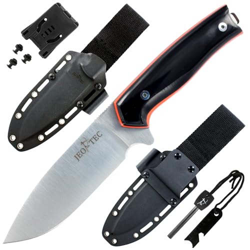 JEO-TEC Nº21 Messer mit feststehender Klinge für Outdoor Survival Bushcraft Jagd und Angeln, 11,5 cm Klinge, Scheide und Feuerstahl, Handgefertigt in Spanien, Full Tang Knife von JEO-TEC