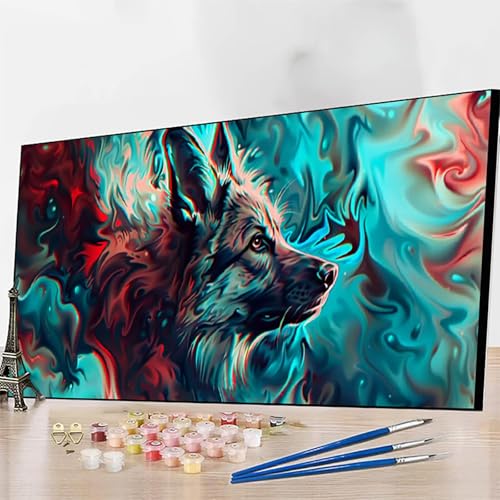 DIY Malen Nach Zahlen Erwachsene Abstrakt, Malen Nach Zahlen Hund Malen Nach Zahlen ab 9 Jahre Mädchen mit Pinseln und Acrylfarben für Deko Wohnzimmer, Geschenke für Frauen(60x120cm) (Ohne Rahmen) B-S von JEPGFOU