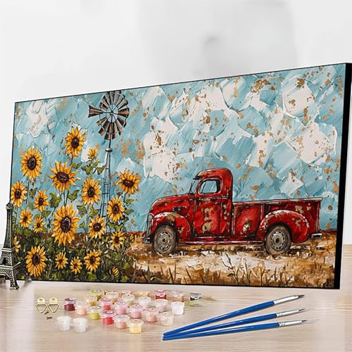 DIY Malen Nach Zahlen Erwachsene Blume, Malen Nach Zahlen Auto Malen Nach Zahlen ab 9 Jahre Mädchen mit Pinseln und Acrylfarben für Deko Wohnzimmer, Geschenke für Frauen70x140CM (Ohne Rahmen) G-P von JEPGFOU