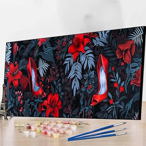 DIY Malen Nach Zahlen Erwachsene Blume, Malen Nach Zahlen Pflanze Malen Nach Zahlen ab 9 Jahre Mädchen mit Pinseln und Acrylfarben für Deko Wohnzimmer, Geschenke für Frauen70x140cm (Ohne Rahmen) H-A von JEPGFOU