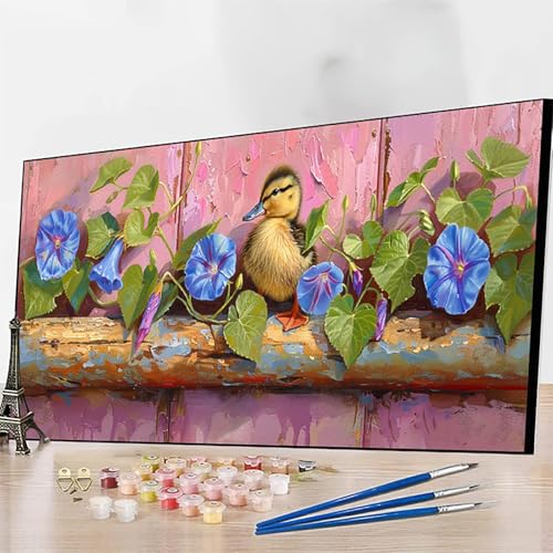 DIY Malen Nach Zahlen Erwachsene Ente, Malen Nach Zahlen Blume Malen Nach Zahlen ab 9 Jahre Mädchen mit Pinseln und Acrylfarben für Deko Wohnzimmer, Geschenke für Frauen(60x120cm) (Ohne Rahmen) C-8 von JEPGFOU