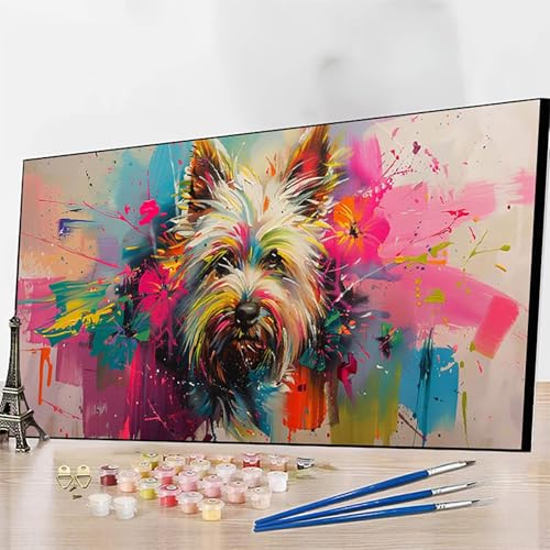 DIY Malen Nach Zahlen Erwachsene Graffiti, Malen Nach Zahlen Hund Malen Nach Zahlen ab 9 Jahre Mädchen mit Pinseln und Acrylfarben für Deko Wohnzimmer, Geschenke für Frauen70x140cm (Ohne Rahmen) Y-O von JEPGFOU