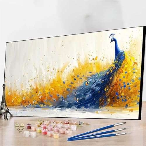 DIY Malen Nach Zahlen Erwachsene Pfau, Malen Nach Zahlen Tier Malen Nach Zahlen ab 9 Jahre Mädchen mit Pinseln und Acrylfarben für Deko Wohnzimmer, Geschenke für Frauen(100x200cm) (Ohne Rahmen) A-1 von JEPGFOU