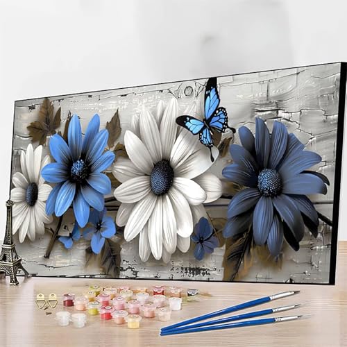 DIY Malen Nach Zahlen Erwachsene Schmetterling, Malen Nach Zahlen Blume Malen Nach Zahlen ab 9 Jahre Mädchen mit Pinseln und Acrylfarben für Deko Wohnzimmer, Geschenke für Frauen100 x 200 cm R-X von JEPGFOU