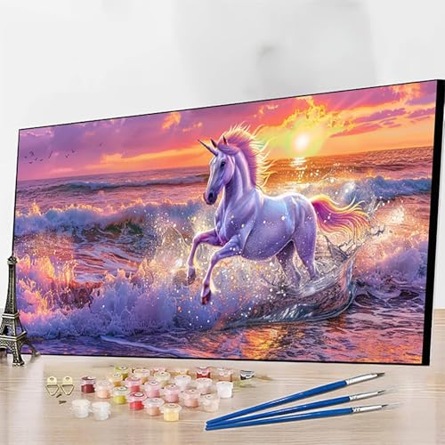 DIY Malen Nach Zahlen Erwachsene Tier, Malen Nach Zahlen Einhorn Malen Nach Zahlen ab 9 Jahre Mädchen mit Pinseln und Acrylfarben für Deko Wohnzimmer, Geschenke für Frauen70x140CM (Ohne Rahmen) 8-7 von JEPGFOU